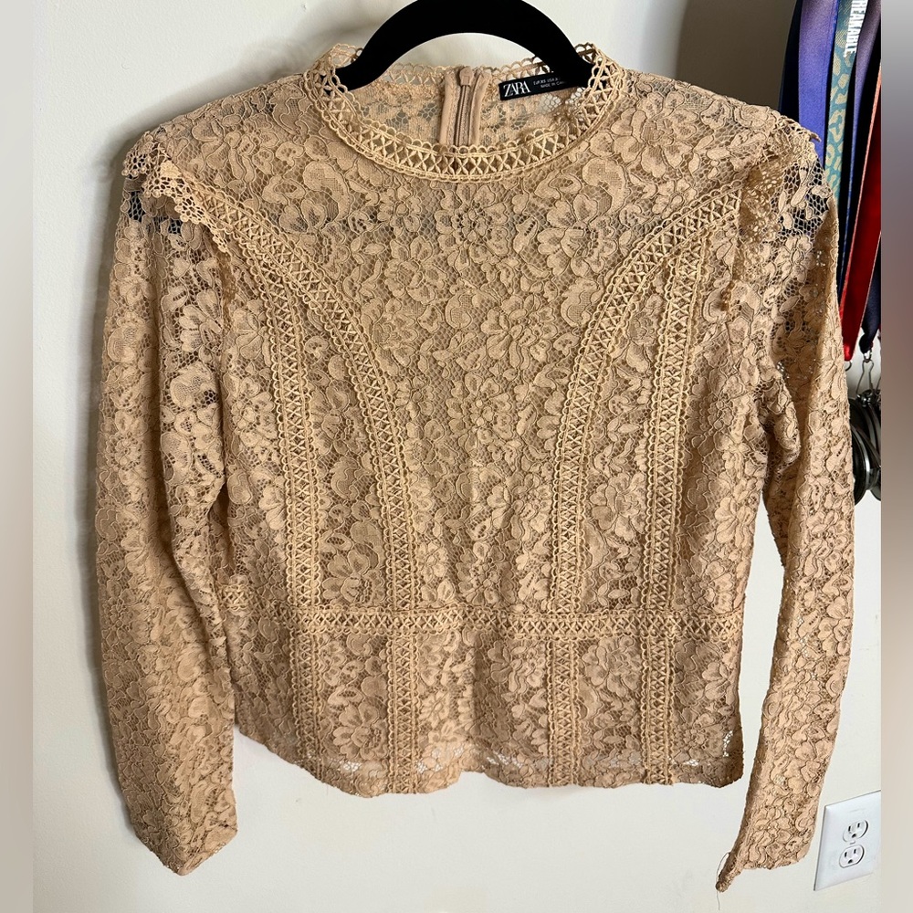 Zara Beige Laced Top